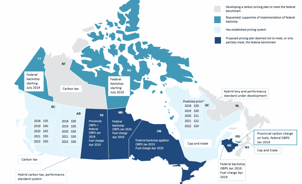 Map of Canada with Carbon Tax Rate Guide ATS Accounting and Tax Edmonton